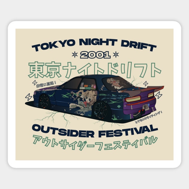 Tokyo Night Drift 2001 Outsider Festival (Blue) Magnet by Graograman